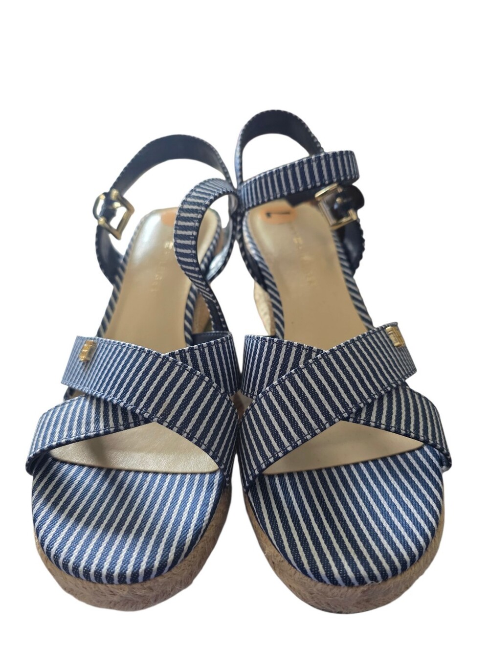 Tommy Hilfiger Navy Stripe Platform Sandals - Picture 2 of 6
